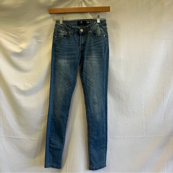 7 For All Mankind The Skinny Girls Denim Jeans Size 12 Adjustable Waist Casual - Picture 1 of 7